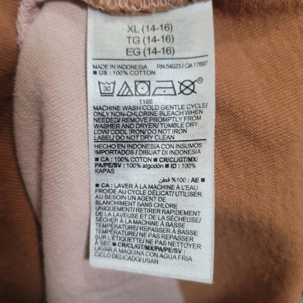 Old Navy XL 14-16 Rugby Polo Dress Girls Tan Pink Striped Long Sleeve Cotton